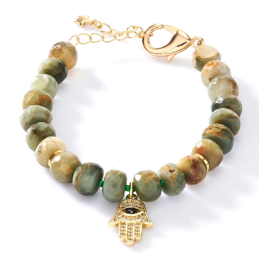 Green Cat’s Eye Faceted Bracelet - Protection & Intuition - Female