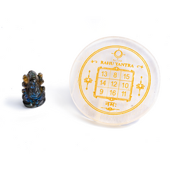 Rahu Yantra Selenite Plate & Ganesha Idol